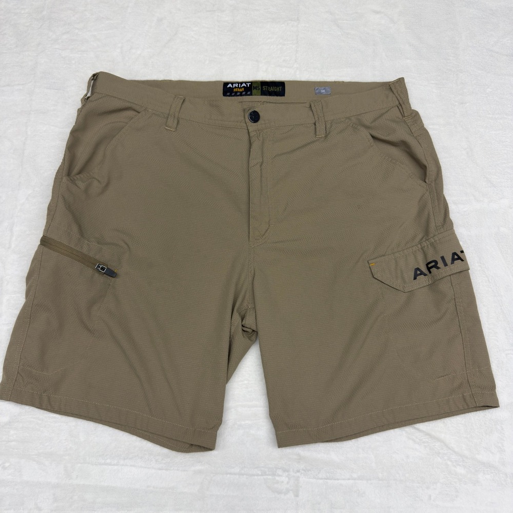 Ariat Rebar M5 Straight Cargo Shorts Mens 38 Field Khaki Pockets Utility